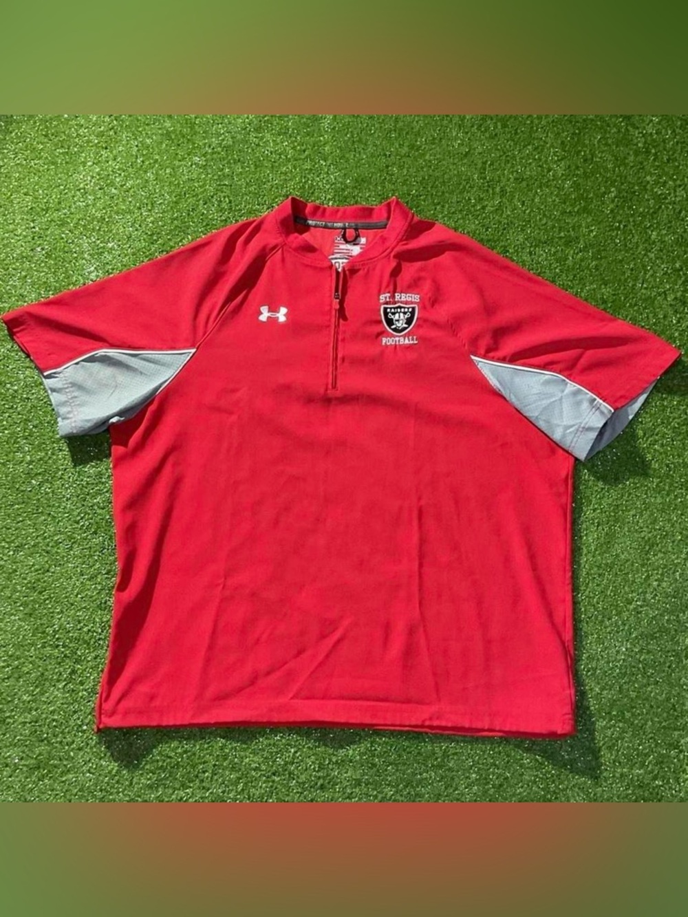 Vintage Under Armor Football Red Quarter Zip  Shirt